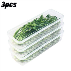 5Pcs Long Style Refrigerator Storage Boxes Spaghetti Scallions Fresh Box Food Container Cold Storage Crisper Sealed Box with Lid