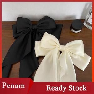 [PAM] Bow Ribbon Hairpin Headwear Simple Elegant Satin Spring Clip Fixed Hair Clip Retro Party Headdress Red Hair Accessories