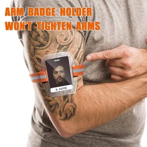 TKNUS Reflective Stripe Arm Badge Holders Elastic Band ID Badge Holder Armband Credit Card Case Unique Solid Color Plastic Card Holder Sport