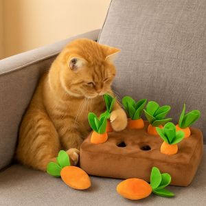 YAZHE 6/8 Hole Dog Carrot Pulling Toy Bite Resistant Soft Interactive Training Toys Pet Supplies Plush Puppy Chew Toy Puppy Training