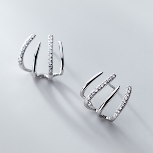 Maidu Jewelry Khuyên Tai Hình Học Bất Đối Xứng Khuyên Tai Dạng Hạt Cong Móng Vuốt Đơn Giản Cho Nữ Tai Nữ Đính Đá Zircon Dát Sang Trọng Nhẹ