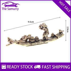 Samurry ✨Hot Sale✨ 1 Piece Desktop Ornament Antique Brass Bamboo Raft Fishing Boat Fisherman Art Modeling Sculpture Incense Holder Decoration