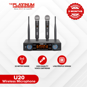 Platinum Microphone U20 UHF Dual Wireless Microphone System With Mic Foam
