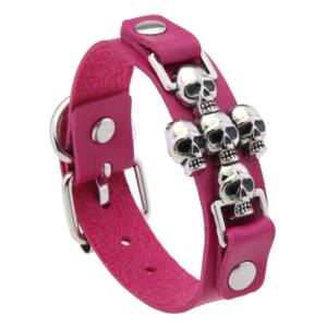 Edgy Crossed Bone Bracelet With Punk Rock Skull Charm Synthetic Leather Wrist For Alternative Style Statements
