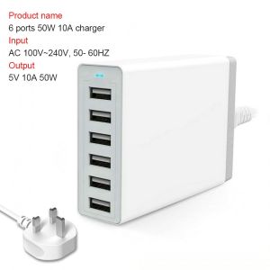 [SG Seller] 50W 60W Multi USB Charger 6 10 Ports Phone Charge Fast Charging Station Power Adapter