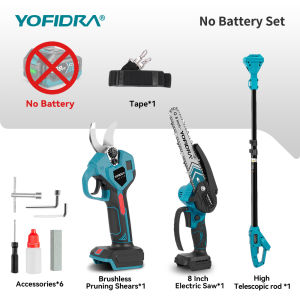 YOFIDRA 3 IN 1 Brushless Electric Chainsaw Scissors Telescoping Pole Garden Tree Pruning High Branch Saw For 18V Battery