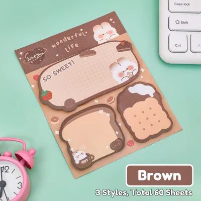 60 sheets/Pack Cute Sticky Note Set Sticky Self-Stick Cartoon Sticky Notes Suit for School and Office Supplies