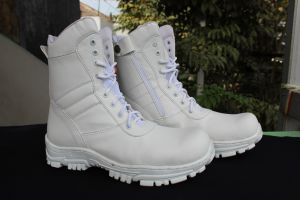 Sepatu Pdl ZimZam Pataka Full Putih Paskibra TNI POLRI Ujung Besi Safety