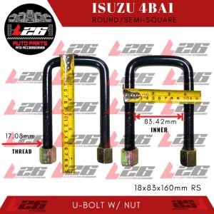 Round/Semi-Square for Isuzu 4BA1 U-BOLT with nut (Thick 18mm/ width 83mm)