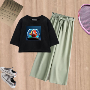 Outfit Anak Cewek 11-15 Tahun Kece 1 Set Motif Fish In Aquarium
