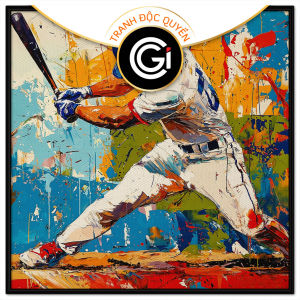 Tranh thể thao bóng chày. Tranh treo tường dán tường sơn dầu canvas trang trí. CGI-1558