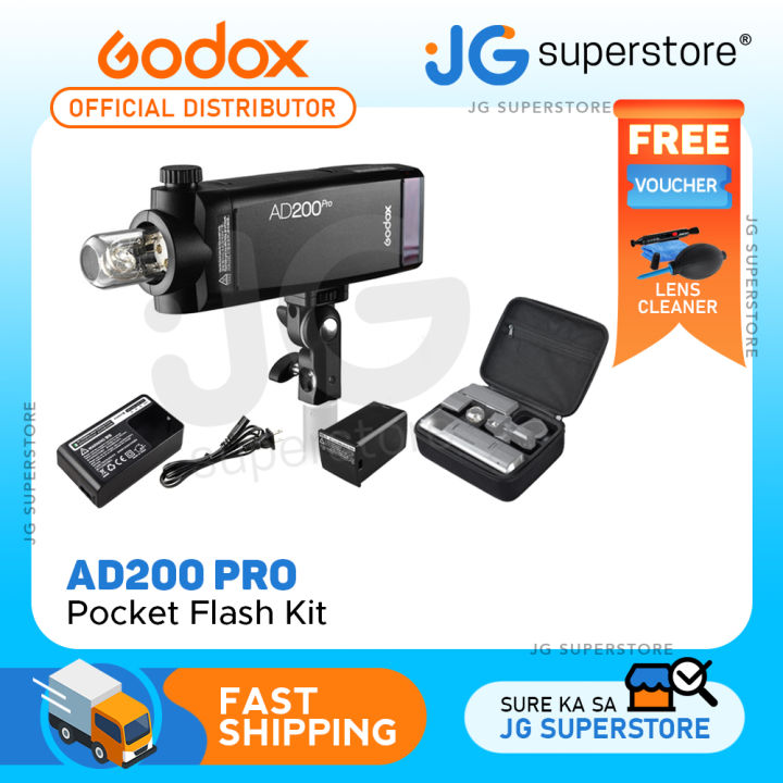 GODOX AD200 Pro AD200Pro Strobe, 200Ws 2.4G Flash Strobe, 1/8000 HSS, 500  Full Power Flashes, 0.01-1.8s Recycling, 2900mAh Battery, Bare