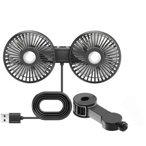OATSBASF Rechargeable Car Rearseat Dual Fan Aluminum Alloy Support Rod USB Air Cooling Fan