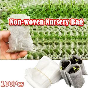 FULUPUGANG 100pcs Biodegradable Ventilate Planting Seedling Raising Vegetable Flower Plants Nursery Bags Garden Supplies Nursery Pots Grow Bags
