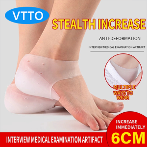 VTTO 1 Đôi Đế Lót Tăng Chiều Cao Vô Hình Bằng Silicon 6Cm Tất Nâng Co Giãn Đệm Gót Chân Đế Lót Ẩn Cho Nam Nữ Hỗ Trợ Chỉnh Hình Bảo Vệ Chân