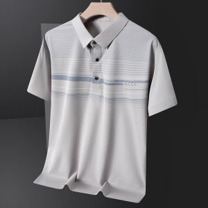 PLAYBOY Mens retro collar middle-aged polo shirt short sleeved T-shirt for men