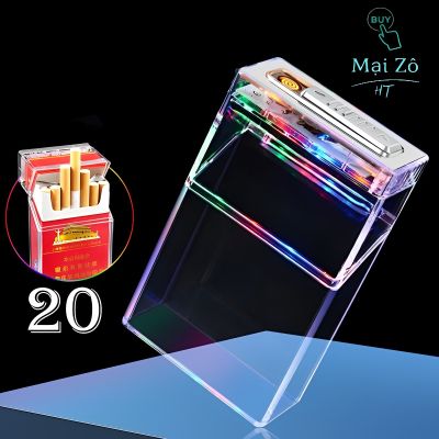 Hộp đựng thuốc 20 điếu trong suốt chống thấm nước - kiêm đồ mồi sạc điện tiện lợi