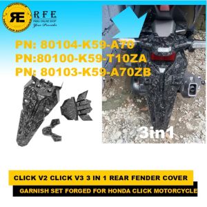 CLICK V2 CLICK V3 3 IN 1 REAR FENDER COVER GARNISH SET FORGED FOR HONDA CLICK MOTORCYCLE