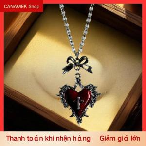 CS Y2k Bow Chữ Thập Vòng Cổ Trái Tim Cho Cô Gái Đồ Trang Sức Gothic Phụ Kiện Cổ Điển Rose Goth Collares Chain Cho Phụ Nữ Người Đàn Ông Punk Vòng Cổ
