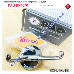 [HCM]Móc đôi Inox Bảo KAG-BN1070 móc 2 treo đồ nhà tắm SUS304 đế tròn thiết kế tuyệt đẹp sang trọng tinh tế đến từng chi tiết