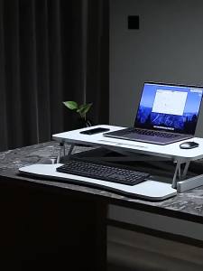 BAIERDI 32" Inch Lift Standing Work Desk Promise Lift Desk With Slide Out Keyboard Tray Ergonomic Sit For Office Computer