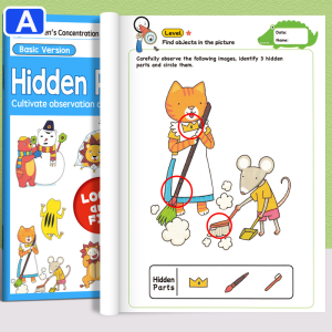 Toddler Early Learning Visual Puzzle Pad 32 Pages Kids Spot The Difference Game Left Right Brain Exercise Logical Thinking Pattern Recognition Concentration Activity Kit