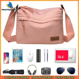 Vktech Womens Nylon Messenger Tote Bag Spacious Design Perfect for Work Travel and Outdoor Activities Black or Navy Colors