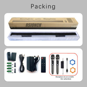 Rsionch Column Karaoke Soundbar Speaker with Wireless Microphone Remote 60W Bluetooth Speaker Sound Bar for TV Laptop Projector