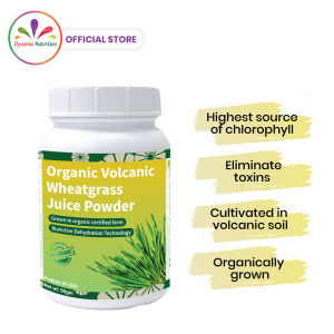 Dynamic Nutrition Organic Wheatgrass 90gm - Organic Volcanic Wheat Grass Juice Powder for Detoxification