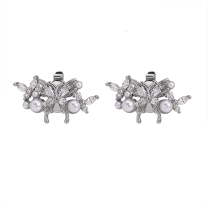 Butterfly Pearls Earphone Studs Secure AntiSlip Design Universal Electroplated Coppers Accessories
