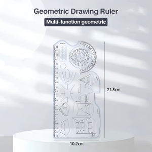 Multifunction Ruler Geometry Protractor Ruler Pembaris Plastik Primary&Secondary School Stationery