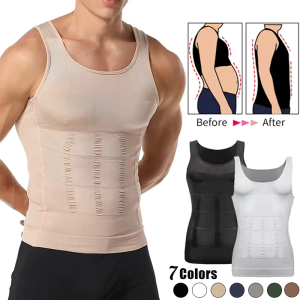 Mens Slimming Body Shaper Vest Shirt Abs Abdomen Slim Gym Workout Tummy Control Compression Tank Top Sleeveless Shapewear