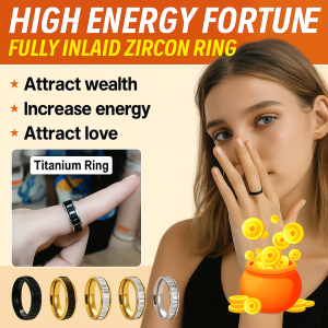 【High Energy Fortune】Fully Inlaid Zircon Ring Diamond Crystal Silve Titanium Steel Elegant Men Women Fashion Jewelry