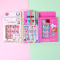 【QNAIT】Kids Fake Nails Press On Nail Art Decor Child Detachable False Nails Oval Wearable Full Cover Nail Tips Manicure Tools. 