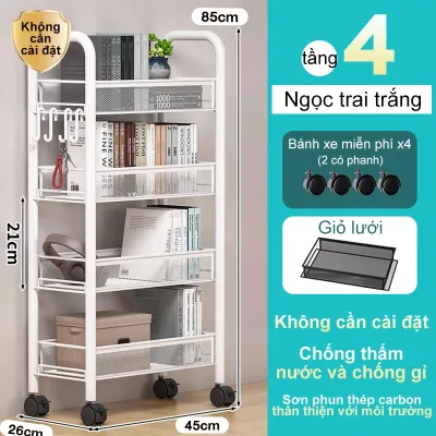 BMZAR Xe đẩy Spa 3/4/5 tầng sắt mắt lưới Kệ có bánh xe Kệ xe đẩy 4 tầng Tải trọng 200kg Xe đẩy đựng đồ