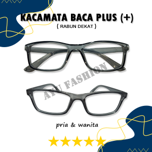 Kacamata Plus TERSEDIA Lensa +1.00 +1.25 +1.50 +1.75 +2.00 +2.25 +2.50 +2.75 +3.00 Frame Square Warna Abu Bening Glossy Model Sporty Trendy - PRIA WANITA - FLASH SALE KACAMATA