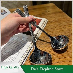 [Dale Dephne] Stainless Steel Soup Spoon Korean Style Large Spoon Long Handled Spoon For Drinking Soup Congee Spoon Restaurant Hotpot Spoon
