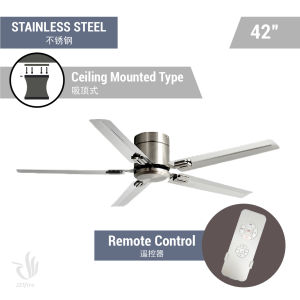 COOL POWER 42/52" Stainless Steel Remote Ceiling Fan House Bedroom Living Room Kipas Angin Siling Besi 42/52寸不锈钢遥控吊扇 G13
