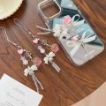 【♡Lovely girls house♡】Sweet Peach Bow Bag Pendant Keychain Creative Simulated Peach Key Holder. 