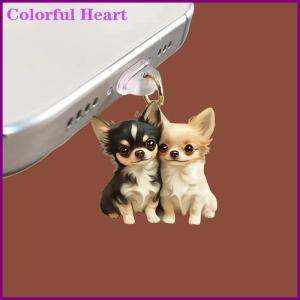 Colorful Heart 2D Acrylic Flat Animal Dust Plug For Iphone And Type-C Connector Dust Plug Pendant Hanging Decoration