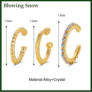 Blowing 3ชิ้นที่หนีบหูคริสตัลเพทายที่ละเอียดอ่อนต่างหูแบบไม่เจาะหูคลิปหนีบหูเทียมสำหรับเครื่องประดับผู้หญิง