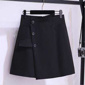 【40-150kg M-5XL】胖女孩穿搭套装裤子衣服裙子大码女装显瘦2023韩版胖mmFat girl wearing suit pants clothes skirt large size womens slimming 2023 Korean version✒✕✿ YUEBANCHUAN 大码胖mm高腰宽松显瘦休闲西装短裤子2021夏季新款a字阔腿裙裤女