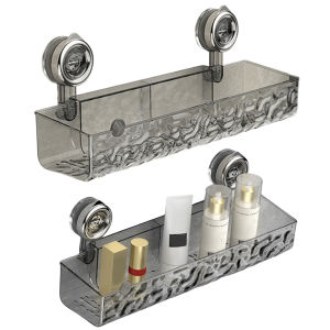 2Pcs Suction Cup Bathroom Toothbrush Holders for Wall Mount No Drill Clear Storage Shelf