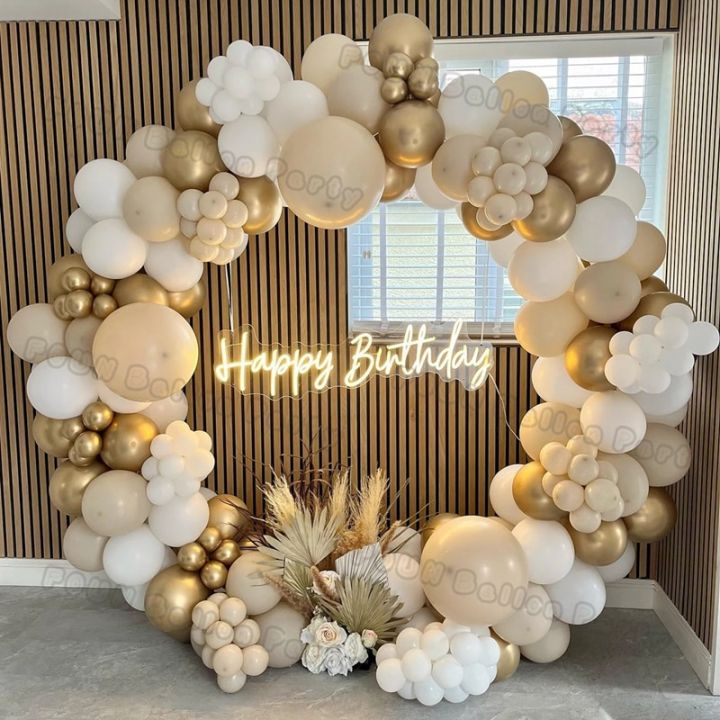 1Set Sand White Balloon Garland Arch Beige Khaki Balloon Wedding ...