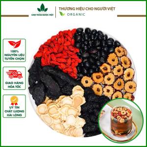 Trà ngọc nữ 5 set mix dâu tằm 10g đậu đen 10g tây dương sâm 5g thục địa 12g kỳ tử 10g táo đỏ 20g