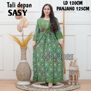Daster Jumbo LD 120 LD 130 Tebal Longdress Maura Lengan Panjang 7/8 Dengan Kancing Depan