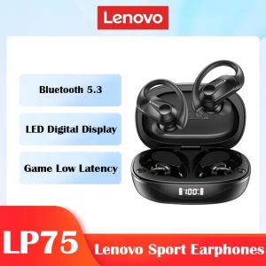 Lenovo LP75 TWS บลูทู ธ 5.3 หูฟังกีฬาหูฟังไร้สายกันน้ำไฮไฟสเตอริโอหูฟังไร้สายพร้อมไมโครโฟน 400mAh