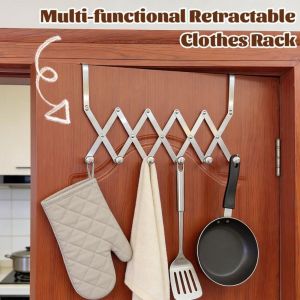 FLYING Foldable Back Door Hook Wall-mounted Adjustable Towel Rack  Stainless Steel Retractable Clothes Rack