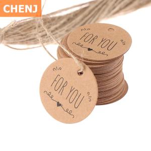 [COD] CHENJ KITCHEN 100Pcs Kraft Paper Hang Tag for you pattern Label For Gift Tagging Package Decor