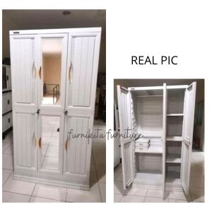 LEMARI PAKAIAN PLASTIK NAPOLLY 3 PINTU CABRO 388 GANTUNGAN CERMIN KUNCI PREMIUM QUALITY [NAPBOX]